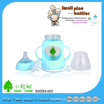 150ml Blue Charming Glass Baby Feeding Bottle With Handles